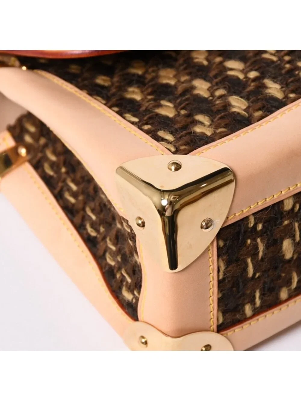 Louis Vuitton Monogram Tweedy Shoulder Bag World Limited Pieces Brown Gold